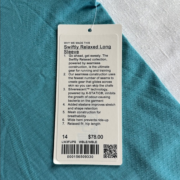 Lululemon Swiftly Relaxed Long Sleeve Shirt Washed Blue 14 NWT WBLE - Picture 9 of 10
